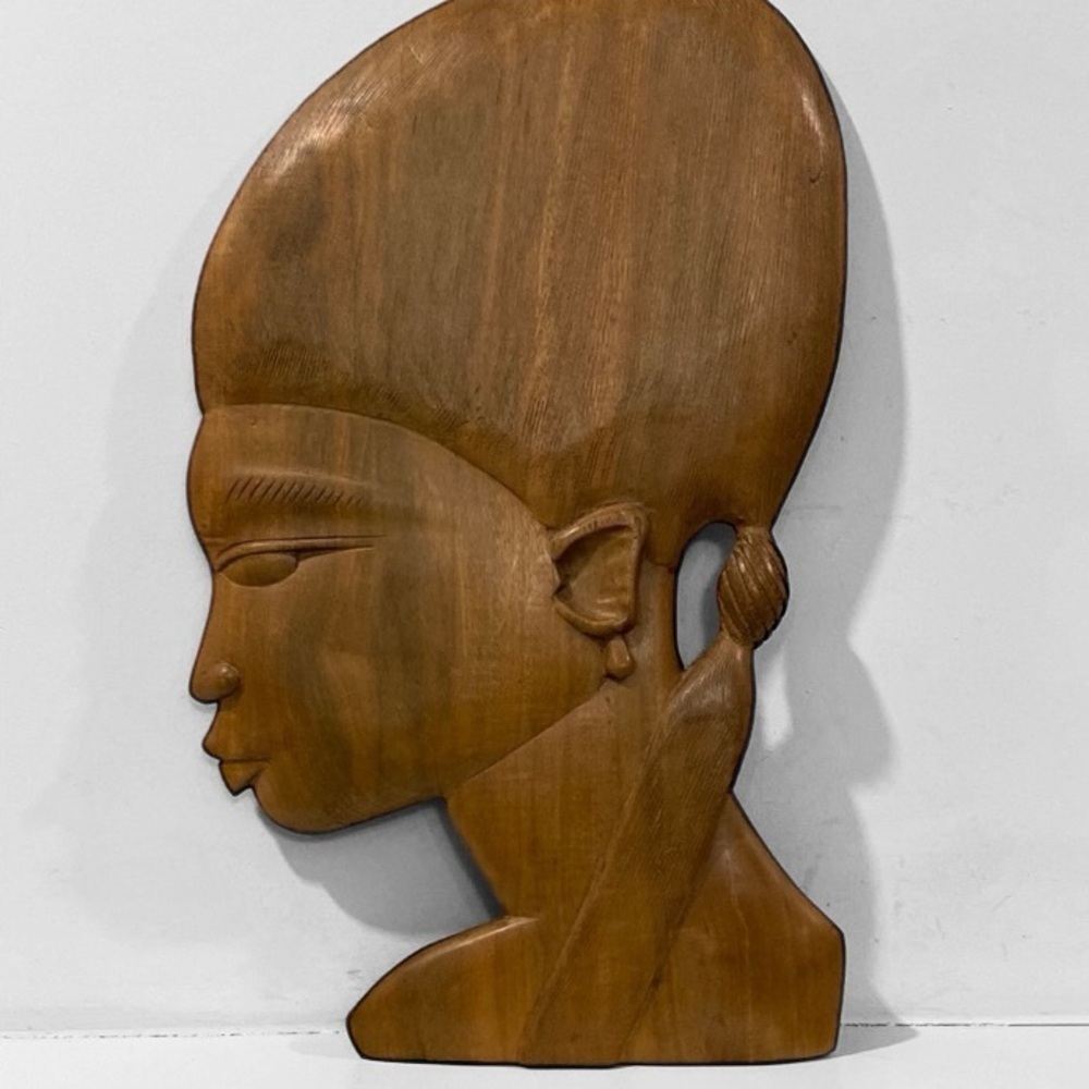 Wooden African Head Sculpture